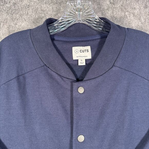 Cuts Bomber Jacket Mens Size XL Blue The Friday Projects Midweight Office Casual - Picture 2 of 12